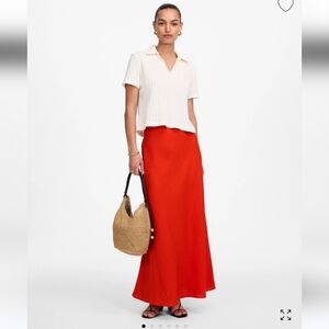 Madewell Linen Maxi Slip Skirt Bright Flame NU609  Size 0